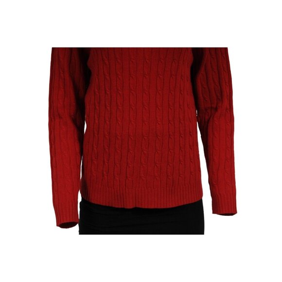 Sutton Studio Cashmere Womens Turtleneck Sweater Medium Red Cable Pullover - Picture 5 of 12